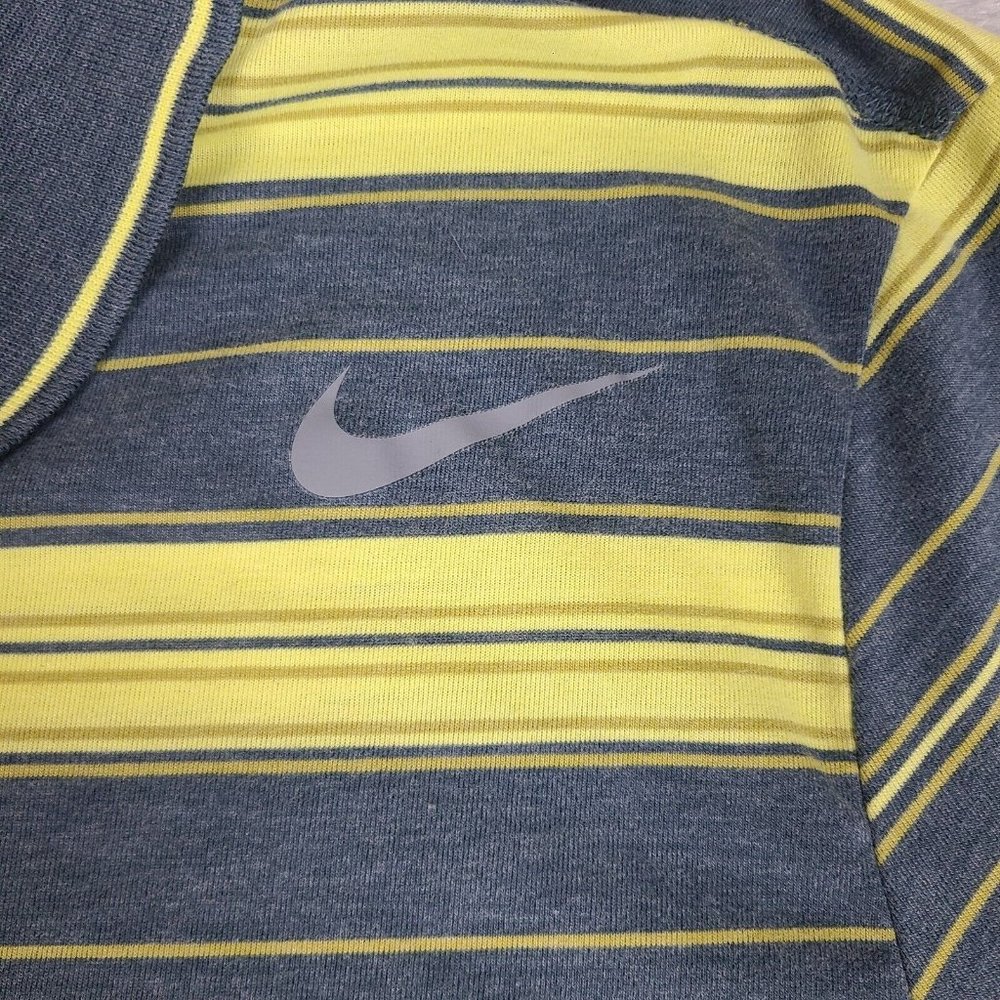 Nike Dri-Fit Tennis Polo Shirt‎ Mens Size X-Large Yellow Grey Striped Pullover - Picture 4 of 10